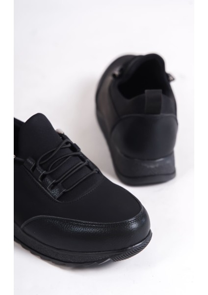 Vıolet Bağcıklı Lastikli Ortopedik Rahat Taban Cilt Detaylı Klasik Kadın Babet Anne Ayakkabısı Cst - Siyah indirimleri