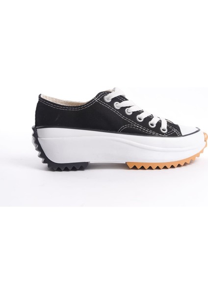 Parıs Bağcıklı Ortopedik Taban Kadın Sneaker Spor Ayakkabı Tbt - Siyah