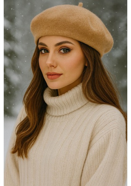 Fransız Tarzı Yumuşak Kadın Keçe Ressam Beresi – Kışlık Standart Şapka