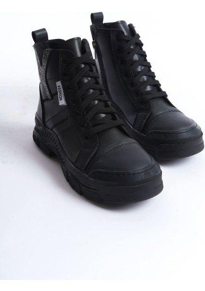 Amber Bağcıklı Fermuarlı Ortopedik Taban Kadın Bot Cst - Siyah fırsatları