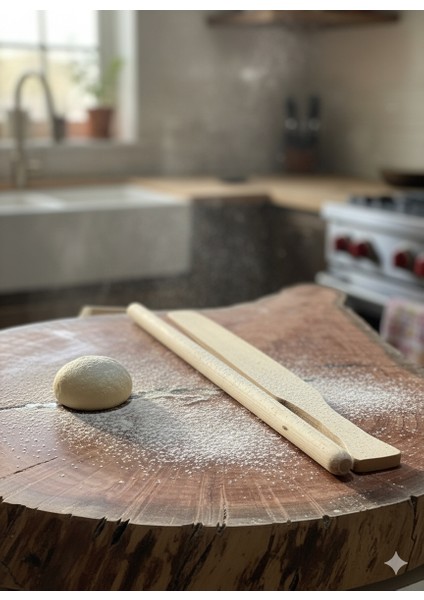 Doğal Ahşap Hamur Açma ve Çevirme Seti fırsatları