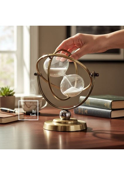 Nigel Kuantum Tasarım Gold Kum Saati, 15 Dakika Cam Obje Ofis Masaüstü Dekoratif Hediyelik Aksesuar