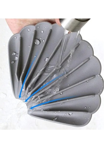 Gri Renk Kaymaz Istiridye Şekilli Silikon Sabunluk Sabun Depolama Tutucu ve Taşınabilir Sabunluk fiyatları