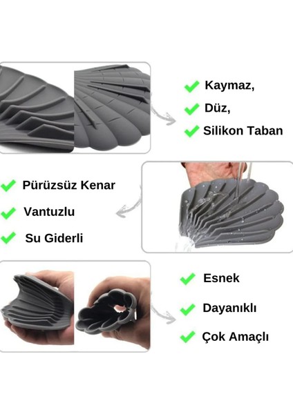 Gri Renk Kaymaz Istiridye Şekilli Silikon Sabunluk Sabun Depolama Tutucu ve Taşınabilir Sabunluk indirimleri