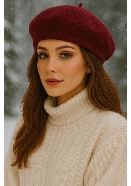 Fransız Tarzı Yumuşak Kadın Keçe Ressam Beresi – Kışlık Standart Şapka