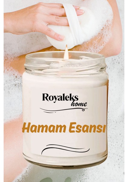 Doğal Özel Seri Kokulu Dekoratif Kavanoz Mum 210 cc - Hamam Esansı - Ryl modelleri