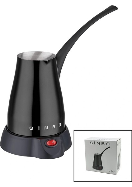 Siyah Elektirkli Cezve Türk Kahve Makinesi 5 Fincan - 400ML Hazne Paslanmaz Çelik 360 Derece Dönebilme SCM-2960 (5047)