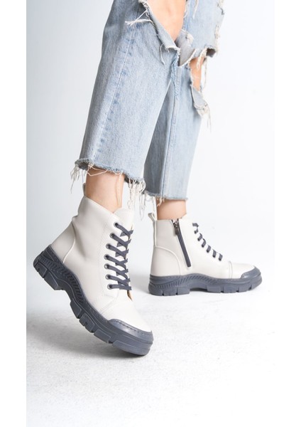 Bloom Bağcıklı Fermuarlı Ortopedik Taban Kadın Bot Cgt - Krem fiyatları
