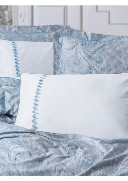 Cotton Box Çift Kişilik Elit Saten Nevresim Takımı Stilla Mavi modelleri