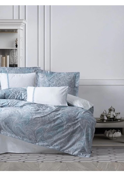 Cotton Box Çift Kişilik Elit Saten Nevresim Takımı Stilla Mavi fırsatları