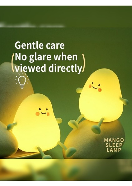 Mango Gece Lambası USB Şarj Edilebilir Silikon Meyve Lamba Hediye Çocuk Yatak Odası