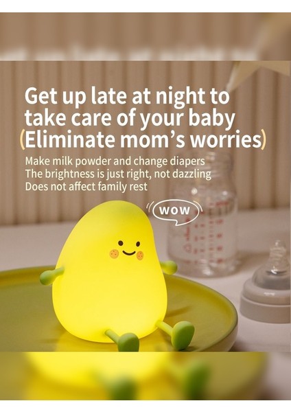 Mango Gece Lambası USB Şarj Edilebilir Silikon Meyve Lamba Hediye Çocuk Yatak Odası