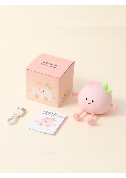 Çocuklar Için Gece Lambası, Sevimli Şeftali Şarj Edilebilir Dokunmatik LED Kısılabilir Masa Lambası