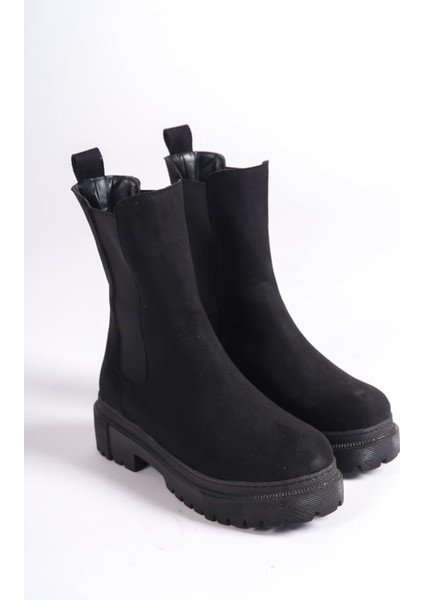 Lora Bağcıksız Lastikli Süet Ortopedik Taban Kadın Bot Sst - Siyah fırsatları