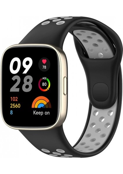 Xiaomi Redmi Watch 3 Spor Delikli Kordon - Siyah-Gri
