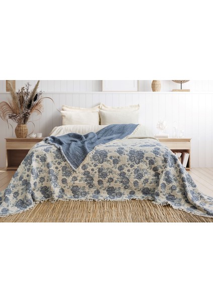 Gül Bahçesi 7 Katlı Müslin Yorgan Yatak Örtüsü Battal Boy