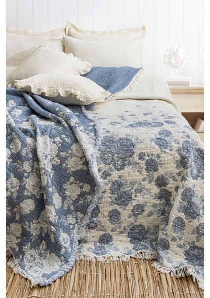 Gül Bahçesi 7 Katlı Müslin Yorgan Yatak Örtüsü Battal Boy fiyatları