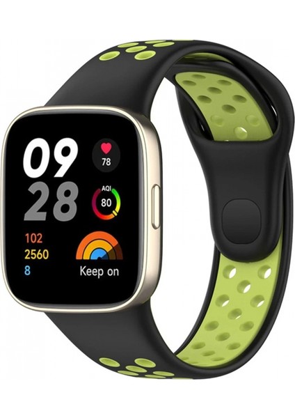 Xiaomi Redmi Watch 3 Spor Delikli Kordon - Siyah-Yeşil