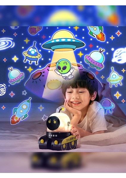 Tank Robot 12 Film Projeksiyon Lamba Bluetooth Hoparlör Gece Lambası