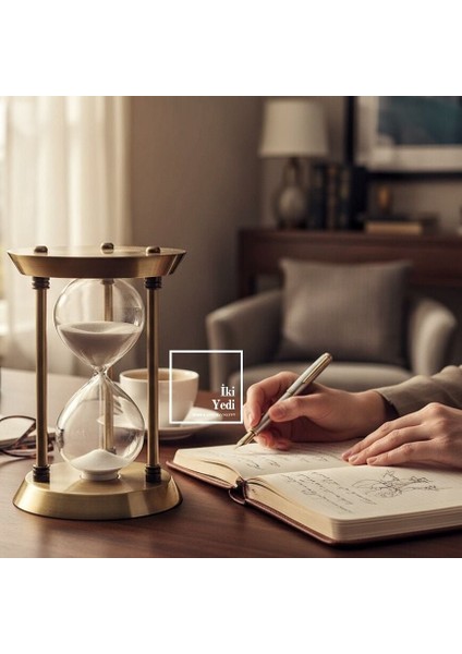 Anton 77-2 Gold Metal Kum Saati, 30 Dakika Cam Obje, Masaüstü Dekoratif Ofis Hediyesi Aksesuar fiyatları