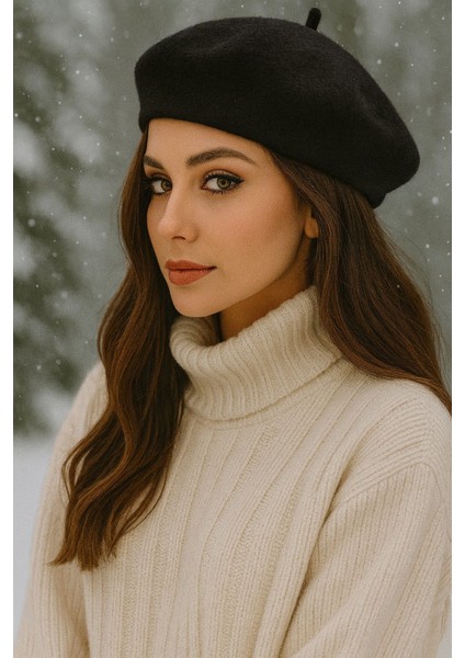 Fransız Tarzı Yumuşak Kadın Keçe Ressam Beresi – Kışlık Standart Şapka