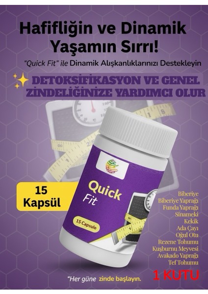 Detoksifikasyon Için Destek Takviye Edici Gıda 1 Kutu 15 Caps 30'lu Çay Hediyesiyle