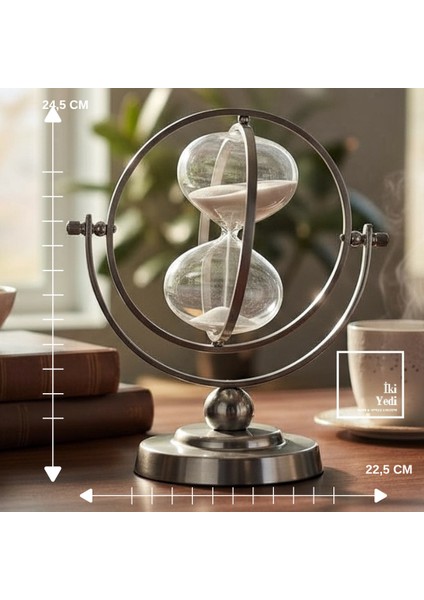 Nigel Kuantum Tasarım Gümüş Gri Kum Saati, 15 Dakika Ofis Masaüstü Dekoratif Hediyelik Aksesuar