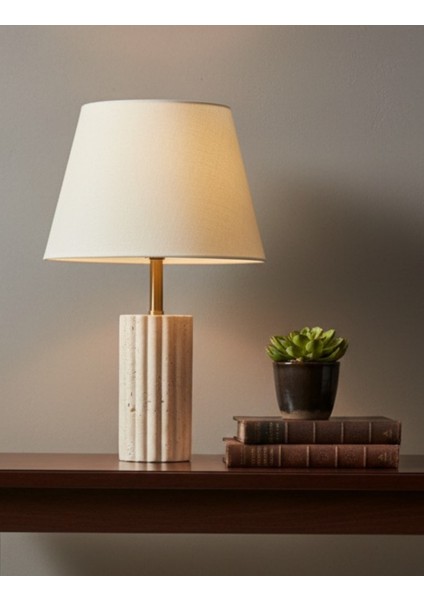 Astra Kumaş Şapkalı Traverten Abajur