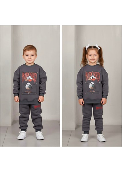 Kız/erkek Çocuk 3 Iplik Şardonlu Full Likra Kışlık Alt Üst Eşofman Takımı-Bayramlık