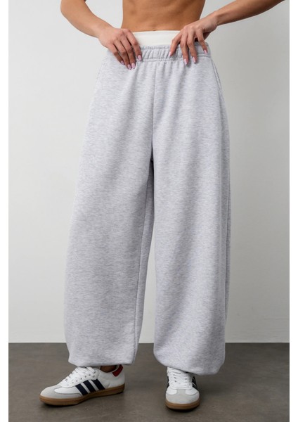 Kışlık Kalın Paçası Ayarlanabilir Oversize Baggy Büyük Beden Eşofman Altı