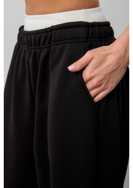 Kışlık Kalın Paçası Ayarlanabilir Oversize Baggy Büyük Beden Eşofman Altı