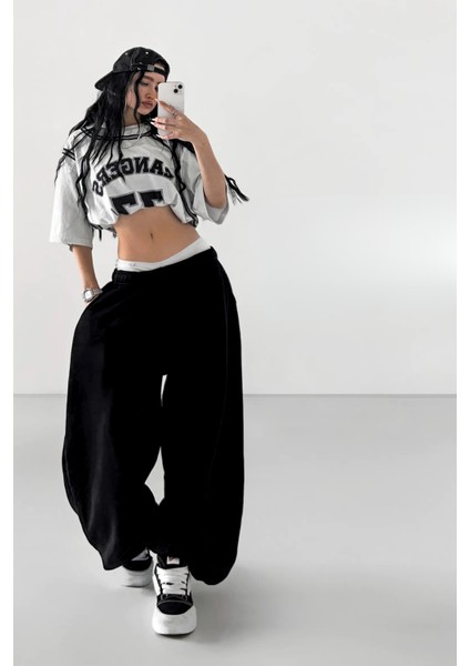 Kışlık Kalın Paçası Ayarlanabilir Oversize Baggy Büyük Beden Eşofman Altı