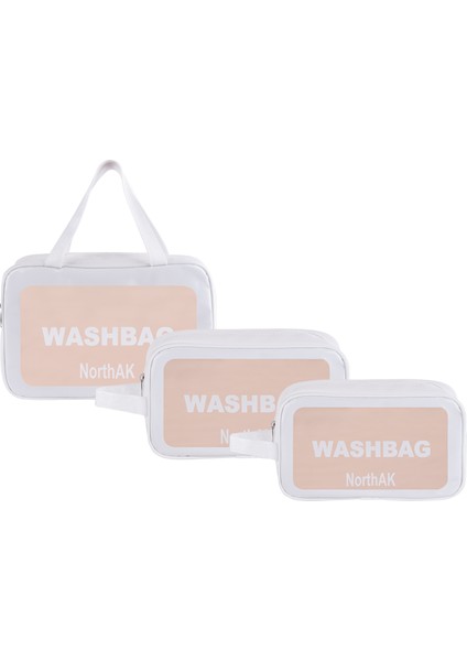 Şeffaf Seyahat Makyaj Çantası3’lü Set - Kozmetik ve Makyaj Çantası Büyük Boy Washbag Siyah