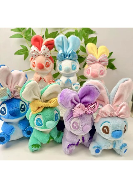 Mavi-Pembe Stitch Peluş Oyuncak 15CM Uzun Kulaklı Stich Anahtarlık Çanta Charm Aksesuar Stik fiyatları
