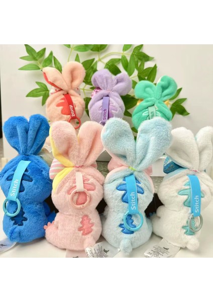 Mavi-Pembe Stitch Peluş Oyuncak 15CM Uzun Kulaklı Stich Anahtarlık Çanta Charm Aksesuar Stik modelleri