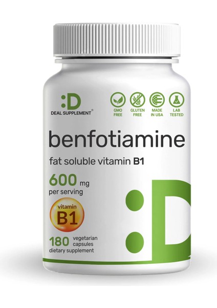 Benfotiamine B1 Thiamine 600 Mg 180 Veggie Dietary Capsules
