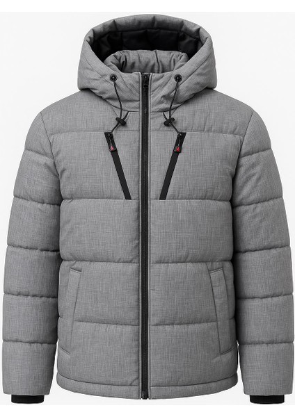 Slim Fit Erkek Kapşonlu Şişme Mont - 7453