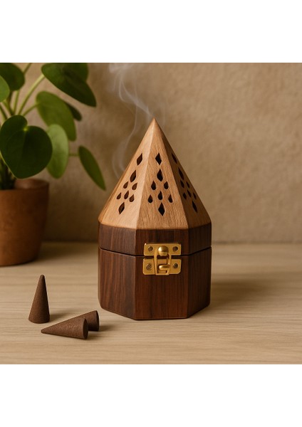 El Yapımı Ahşap Konik Tütsülük – Oymalı Bambu Tasarım Buhurdanlık – Pirinç Kilitli Aromaterapi Tütsü Kabı – Doğal Ahşap Dekoratif Tütsü Yakma Kutusu fiyatları