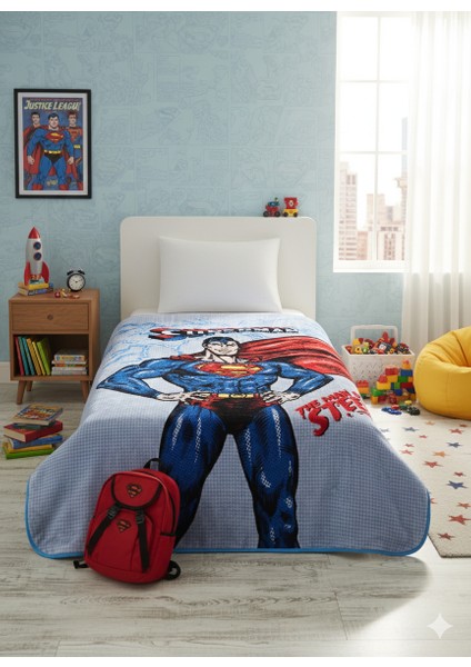 Superman Lisanslı Tek Kişilik Polar Çocuk Battaniyesi - 155X215 cm