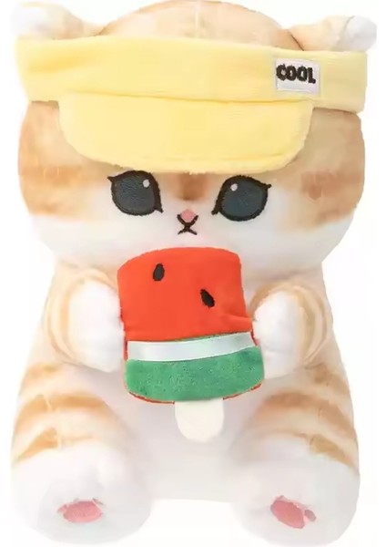 Dondurma Yiyen Mofusand Kedi Peluş Oyuncak Karpuz Kedi Yaz Serisi 40CM Büyük Boy Kedi