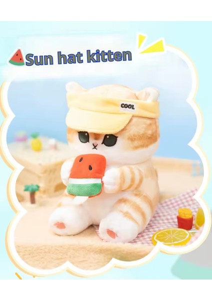 Dondurma Yiyen Mofusand Kedi Peluş Oyuncak Karpuz Kedi Yaz Serisi 40CM Büyük Boy Kedi fiyatları