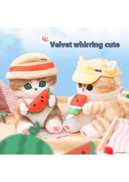 Dondurma Yiyen Mofusand Kedi Peluş Oyuncak Karpuz Kedi Yaz Serisi 40CM Büyük Boy Kedi modelleri