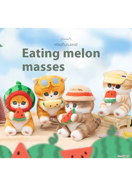 Dondurma Yiyen Mofusand Kedi Peluş Oyuncak Karpuz Kedi Yaz Serisi 40CM Büyük Boy Kedi fırsatları