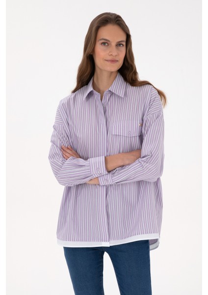 Kadın Lila Gömlek Desenli 50316369-VR245 modelleri