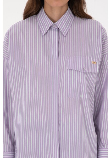 Kadın Lila Gömlek Desenli 50316369-VR245