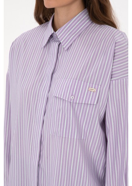 Kadın Lila Gömlek Desenli 50316369-VR245