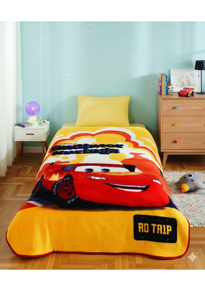 Disney Cars Lisanslı Şimşek Mcqueen Yatağı Tek Kişilik Polar Battaniye 155X215CM