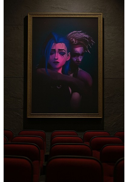 Arcane Jinx & Vi – Duygusal Anime/art Duvar Tablosu (Çerçeveli)