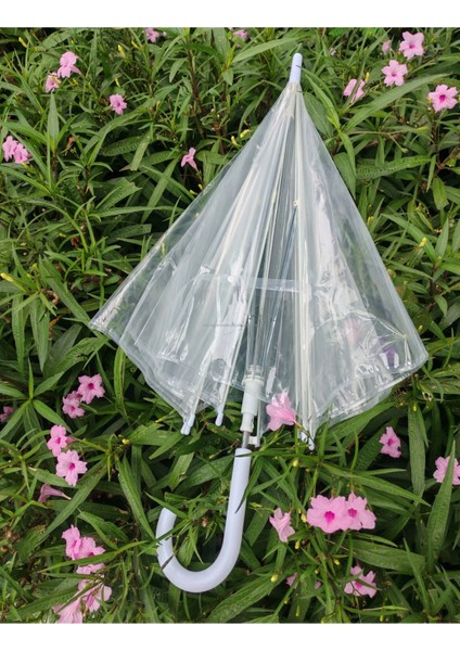 Şeffaf Şemsiye Rüzgâra Dayanıklı Uzun Saplı Orta Boy Yağmur Şemsiyesi Unisex Otomatik 8 Tel
