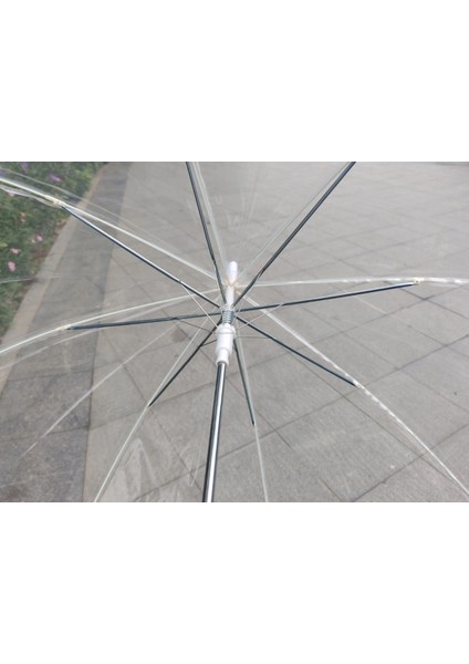 Şeffaf Şemsiye Rüzgâra Dayanıklı Uzun Saplı Orta Boy Yağmur Şemsiyesi Unisex Otomatik 8 Tel fırsatları